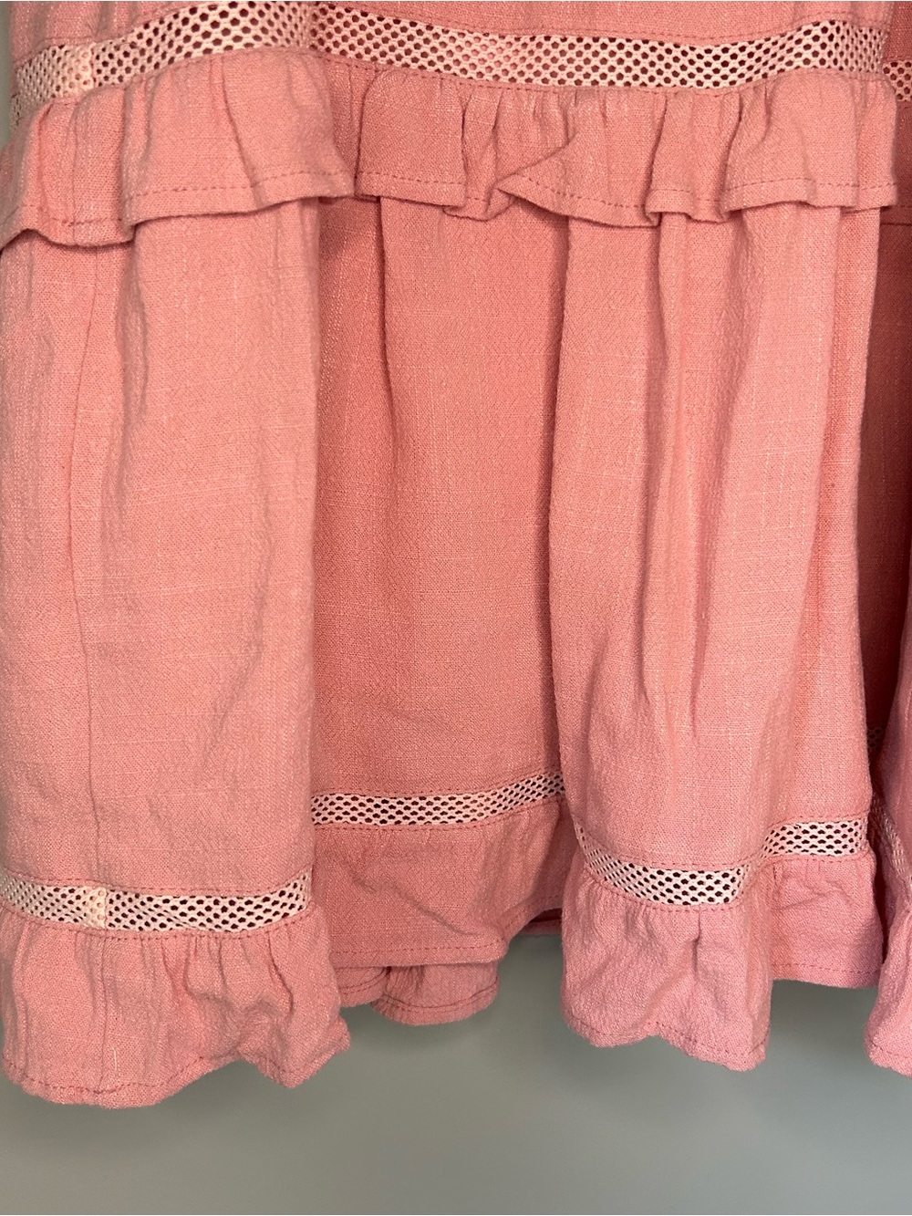 Hem & Thread Tiered Ruffle Tie Strap Layers Pink Small - Picture 8 of 10